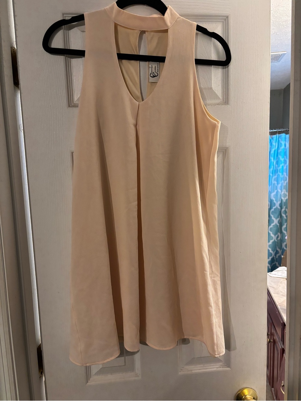 Sleeveless Apricot A-Line Shift Dress Small
